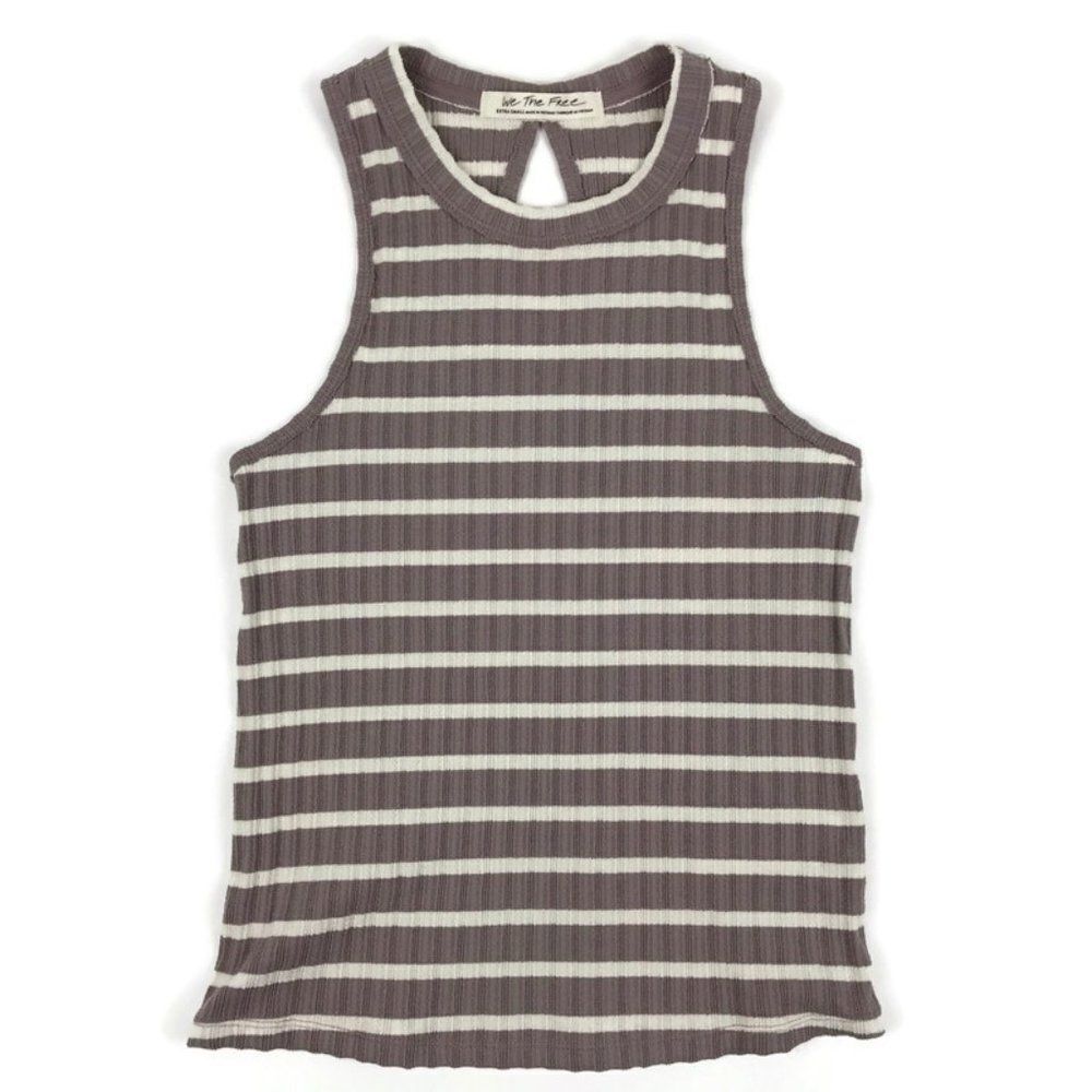 NEW Free People Fired Up Stripe Tank Women's XS Keyhole Crew Neck Sleeveless